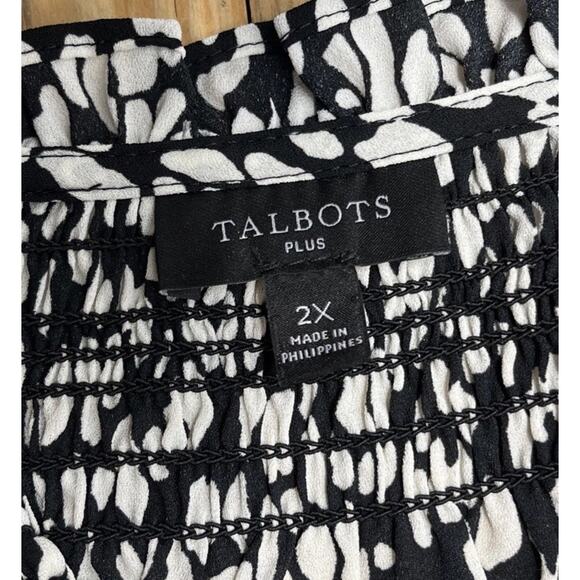 Talbots Black and White Plus Sized Blouse - Picture 5 of 7